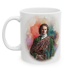 NEW 🔥 Watercolor Art Outlander Coffee Mug ❤️ Jamie Fraser "Dinna Fash", 11 oz